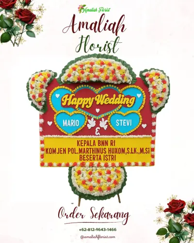 Karangan Papan Bunga Pernikahan di Pamoyanan